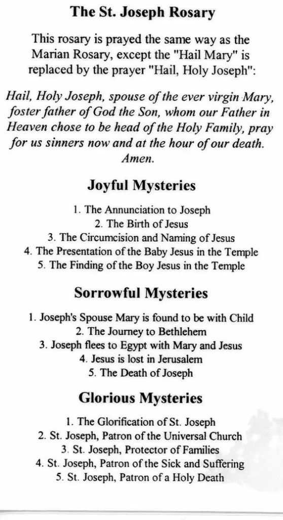 St Joseph Rosary| Comprehensive Guide – MOTHER & REFUGE OF THE END TIMES